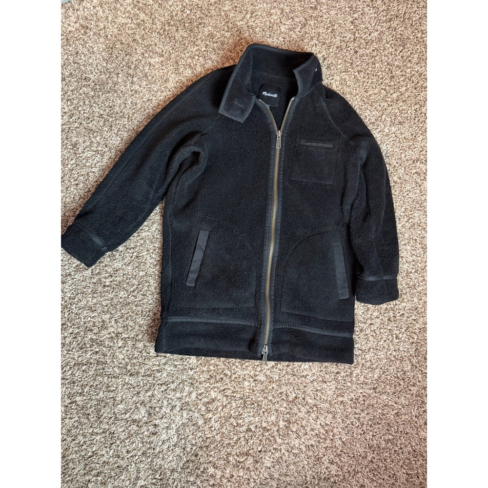 MADEWELL Sherpa City Grid Coat Jacket Faux‎ Fur Black Women's Size XS